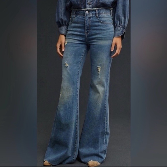 Anthropologie Blue Flare Jeans Worn only once - Picture 2 of 7